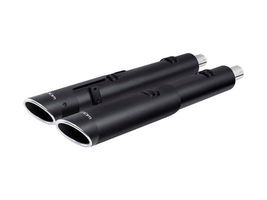 4.5in. Slip-On Mufflers - Black with Sculpted Slash End Caps. Fits Indian Big Twin 2014up with Hard Saddle Bags. - Freedom Performance Exhaust