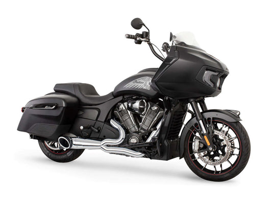 Turnout 2-into-1 Exhaust - Chrome with Black End Cap. Fits Indian Challenger 2020up. - Freedom Performance Exhaust