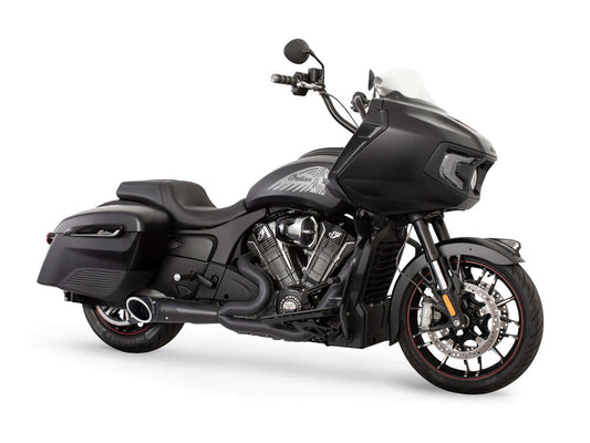 Turnout 2-into-1 Exhaust - Black with Black End Cap. Fits Indian Challenger 2020up. - Freedom Performance Exhaust