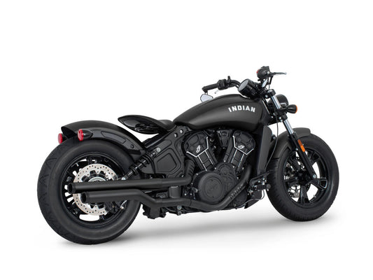 2.5in. Slip-On Mufflers - Black with Black Straight End Caps. Fits Indian Scout 2015-2024 - Freedom Performance Exhaust