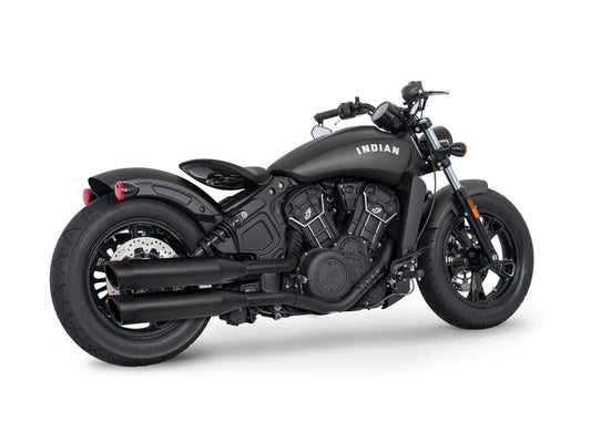 4in. Slip-On Mufflers - Black with Black Liberty End Caps. Fits Indian Scout 2015-2024 - Freedom Performance Exhaust