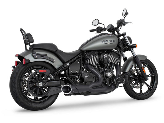 Combat 2-into-1 Exhaust - Black with Black End Cap. Fits Indian Cruiser 2022up - Freedom Performance Exhaust