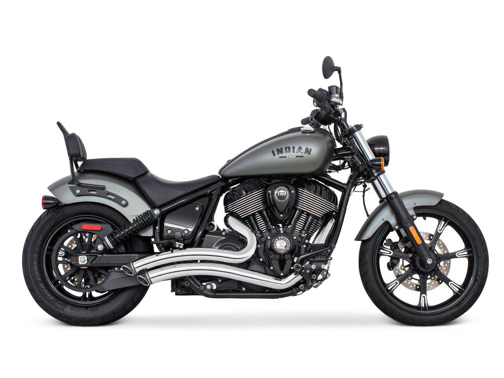 Sharp Curve Radius Exhaust - Chrome with Black End Caps. Fits Indian Cruiser 2022up - Freedom Performance Exhaust