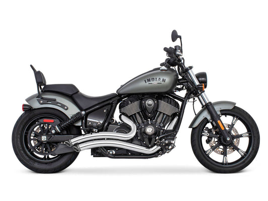 Sharp Curve Radius Exhaust - Chrome with Black End Caps. Fits Indian Cruiser 2022up - Freedom Performance Exhaust