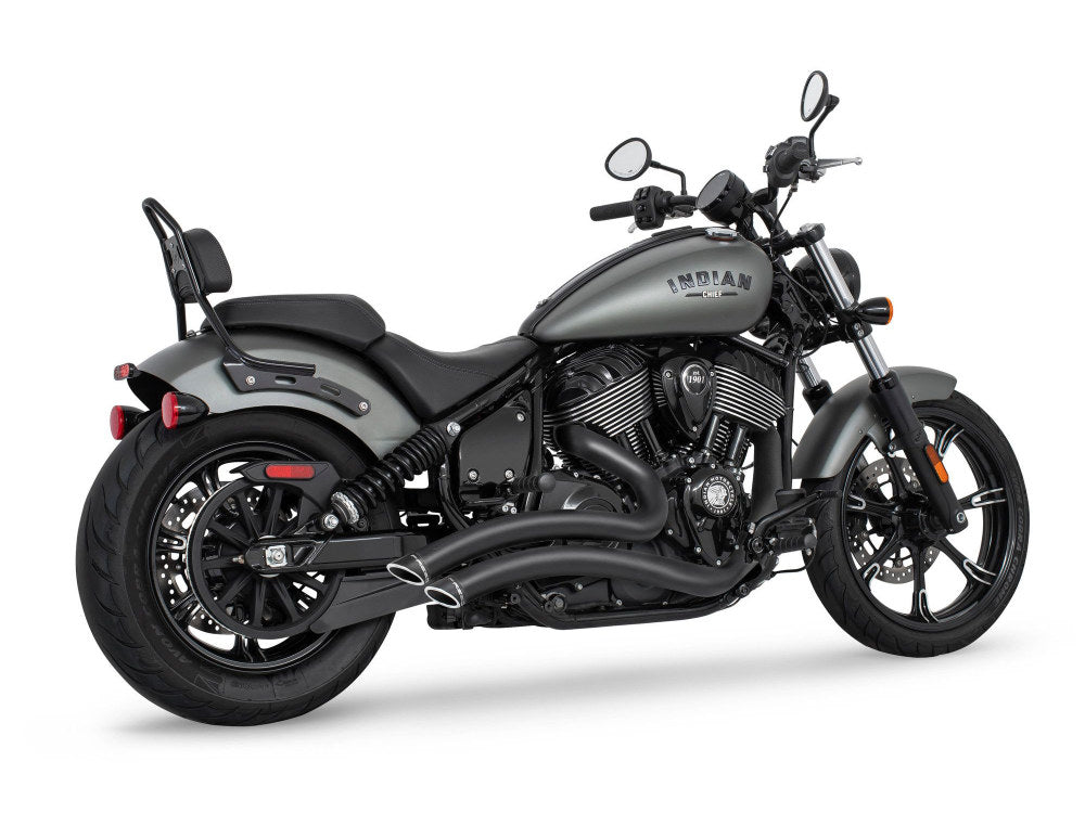 Sharp Curve Radius Exhaust - Black with Black End Caps. Fits Indian Cruiser 2022up - Freedom Performance Exhaust