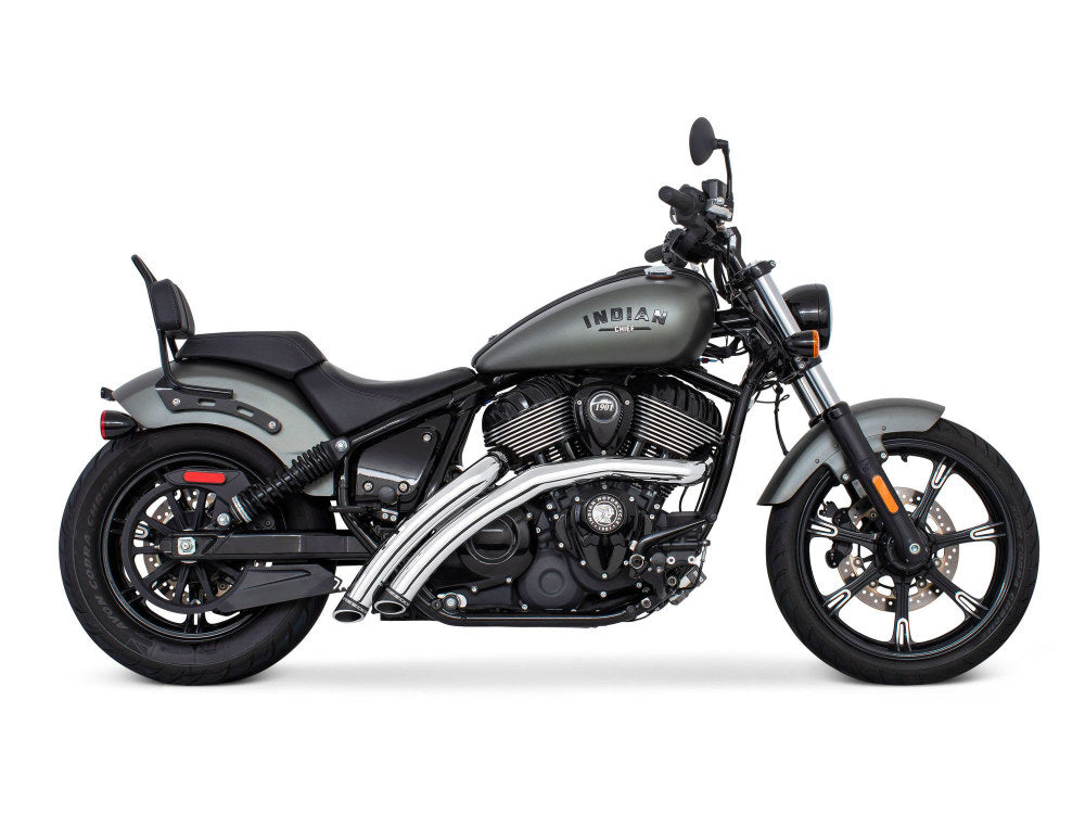 Radical Radius Exhaust - Chrome with Black End Caps. Fits Indian Cruiser 2022up - Freedom Performance Exhaust