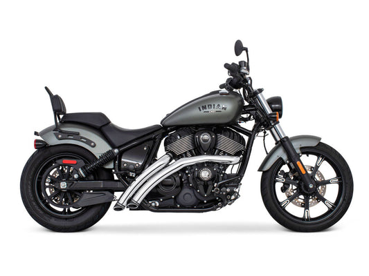 Radical Radius Exhaust - Chrome with Black End Caps. Fits Indian Cruiser 2022up - Freedom Performance Exhaust