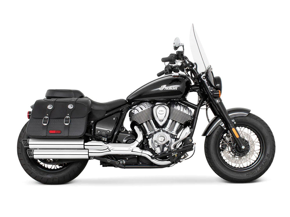 3.25in. Slip-On Mufflers - Chrome with Black Racing End Caps. Fits Indian Cruiser 2022up - Freedom Performance Exhaust