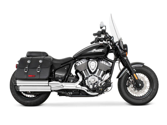 3.25in. Slip-On Mufflers - Chrome with Black Racing End Caps. Fits Indian Cruiser 2022up - Freedom Performance Exhaust
