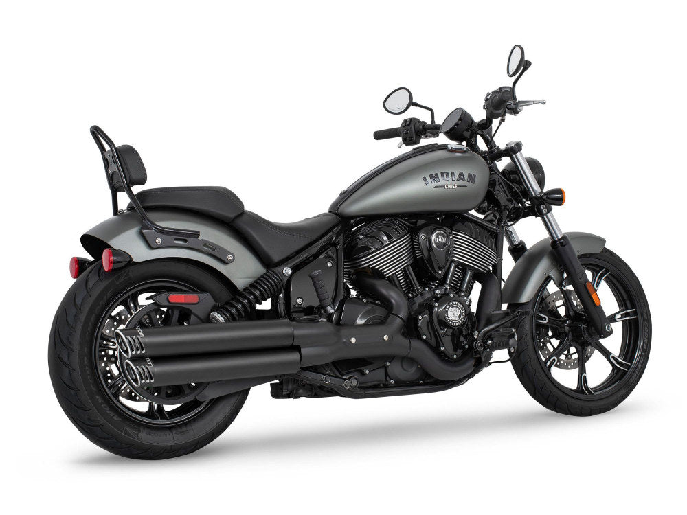 3.25in. Slip-On Mufflers - Black with Black Racing End Caps. Fits Indian Cruiser 2022up - Freedom Performance Exhaust