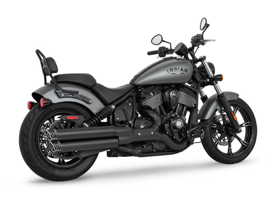 3.25in. Slip-On Mufflers - Black with Black Racing End Caps. Fits Indian Cruiser 2022up - Freedom Performance Exhaust
