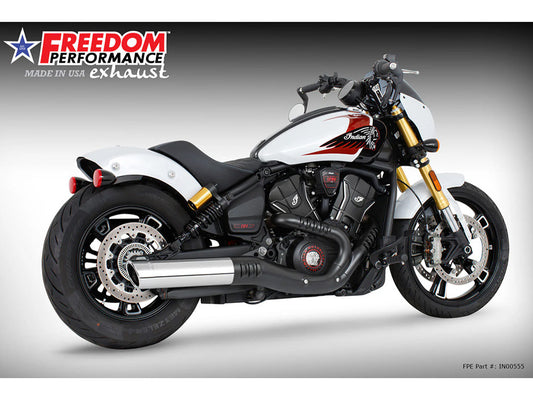 4in. Slip-On Muffler - Chrome with Chrome End Cap. Fits Indian Scout 2025up - Freedom Performance Exhaust