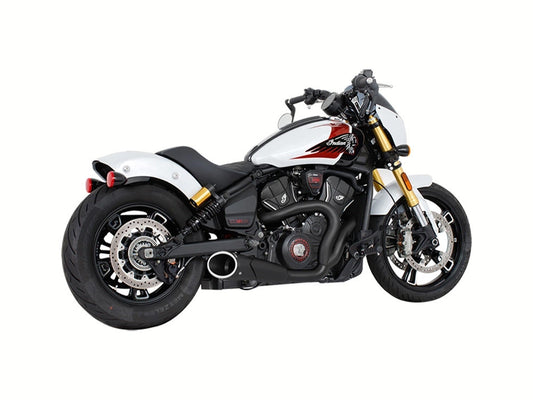 Combat 2-into-1 Exhaust - Black with Black End Cap. Fits Indian Scout 2025up - Freedom Performance Exhaust