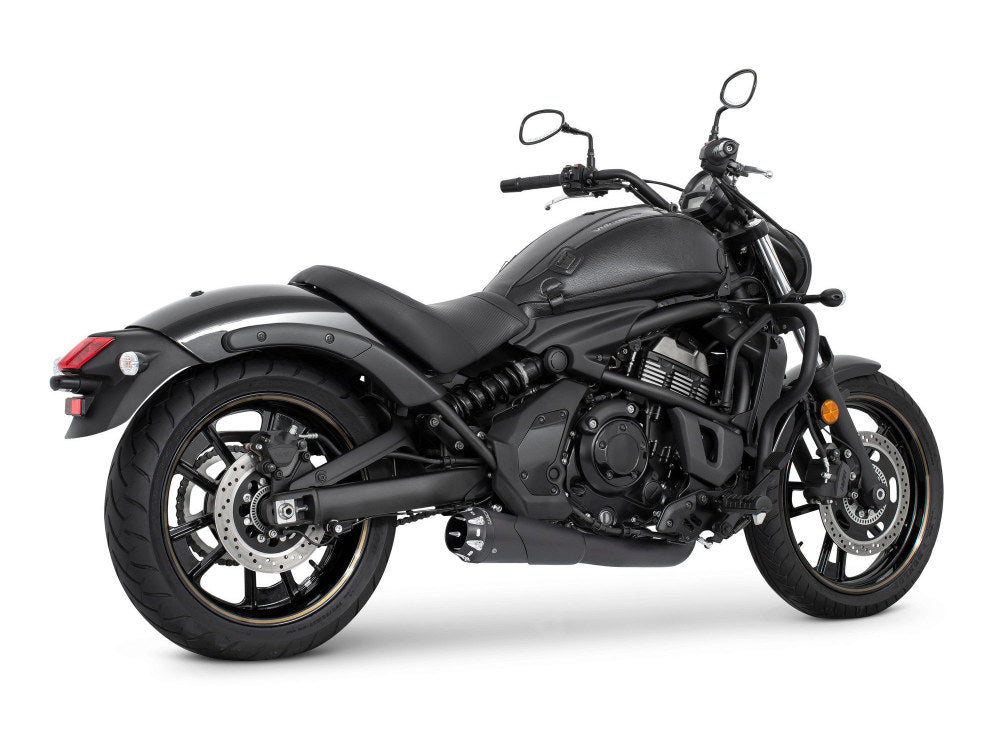 American Outlaw Shorty 2-into-1 Exhaust - Black with Black End Cap. Fits Kawasaki Vulcan 'S' 650cc 2015up. - Freedom Performance Exhaust