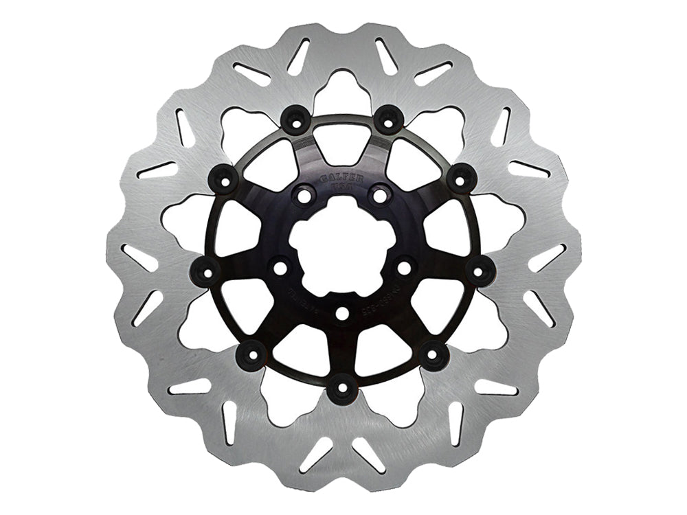 11.5in. Front Wave Floating Disc Rotor with Black Carrier. Fits Big Twin & Sportster 2000-2014. - Gbrakes