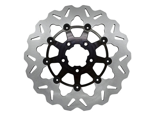 11.5in. Front Wave Floating Disc Rotor with Black Carrier. Fits Big Twin & Sportster 2000-2014. - Gbrakes
