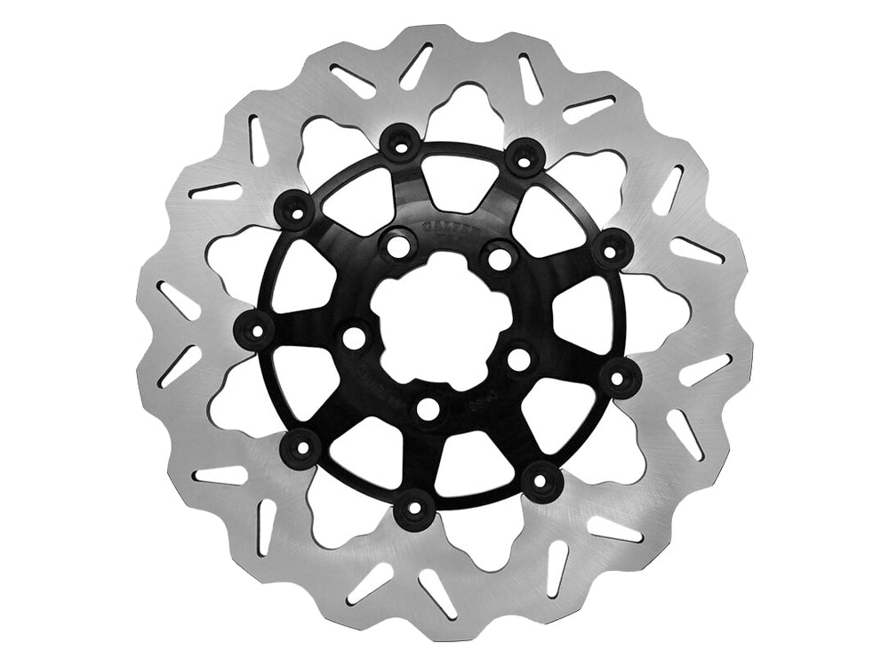 11.5in. Rear Floating Wave Disc Rotor with Black Carrier. Fits Big Twin 2000up & Sportster 2000-2010. - Gbrakes