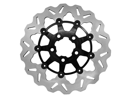 11.5in. Rear Floating Wave Disc Rotor with Black Carrier. Fits Big Twin 2000up & Sportster 2000-2010. - Gbrakes