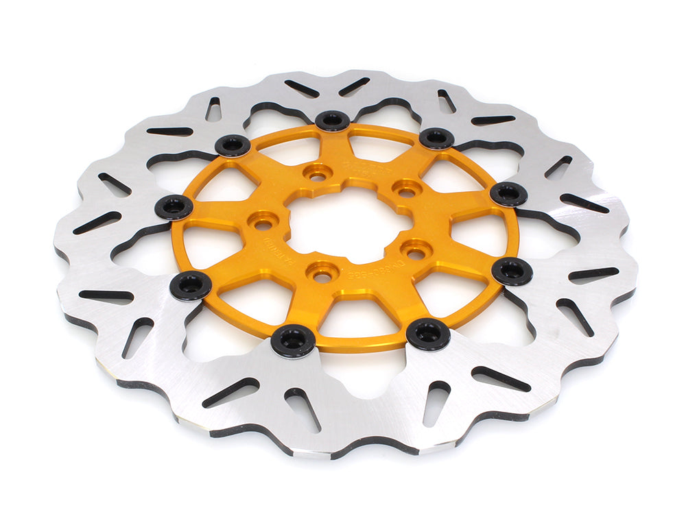 11.5in. Front Wave Floating Disc Rotor with Gold Carrier. Fits Big Twin & Sportster 2000-2014. - Gbrakes