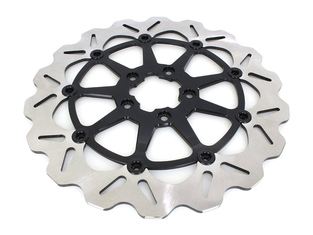 13in. Front Wave Floating Disc Rotor with Black Carrier. Fits most Big Twin 2000up when Using Special 6 Piston Caliper. - Gbrakes