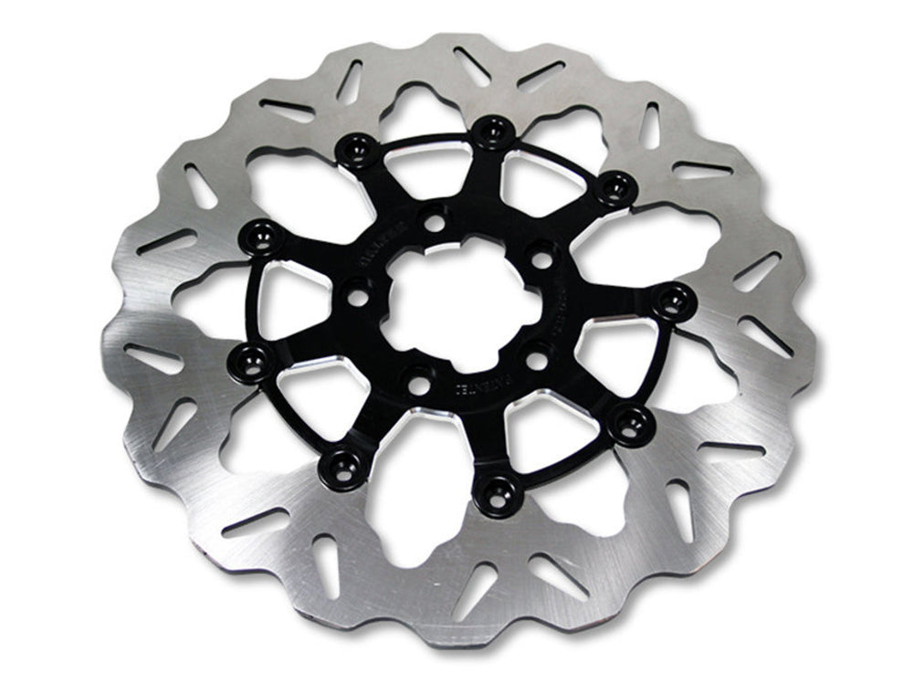 11.5in. Rear Floating Wave Disc Rotor with Contrast Cut Carrier. Fits Big Twin 2000up & Sportster 2000-2010. - Gbrakes