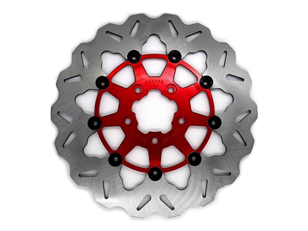 11.5in. Rear Floating Wave Disc Rotor with Red Carrier. Fits Big Twin 2000up & Sportster 2000-2010. - Gbrakes