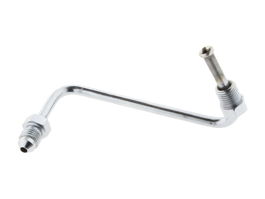 Brake Line S-Bend Adapter. Fits on the Front Triple Tree T-piece when using Braided Brake lines. AN3 Male x 3/8in.-24 Inverted Flare Male. - Goodridge