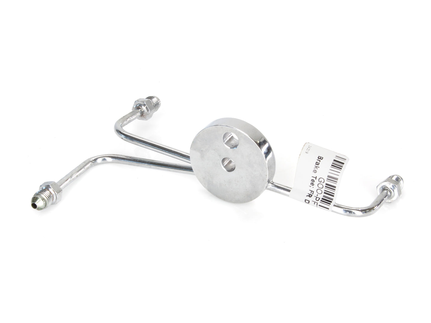 AN3 Front Dual Disc Brake Tee - Chrome. Fits Narrow Glide Front Ends with Dual Disc Rotors. - Goodridge