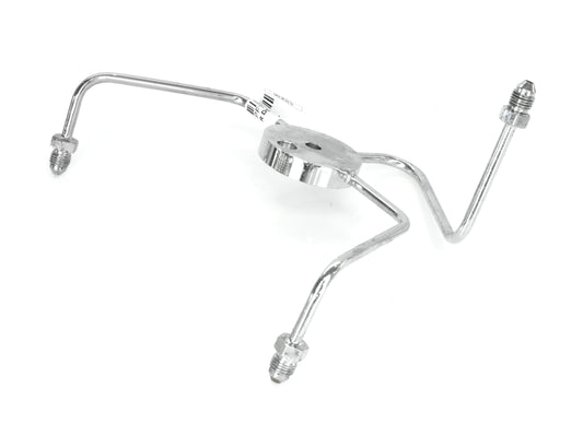AN3 Front Dual Disc Brake Tee - Chrome. Fits Wide Glide Front Ends with Dual Disc Rotors. - Goodridge