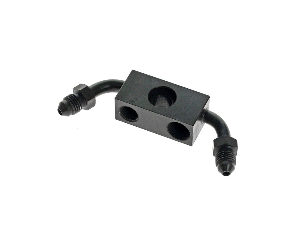 ABS Front Brake Line Adapter - Black. Fits Dyna 2012-2017 with Single Disc - Goodridge