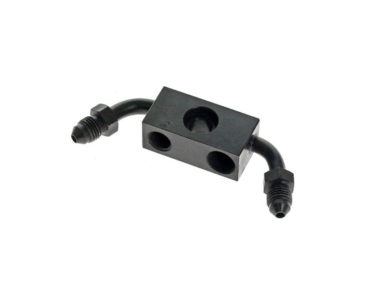 ABS Front Brake Line Adapter - Black. Fits Dyna 2012-2017 with Single Disc - Goodridge