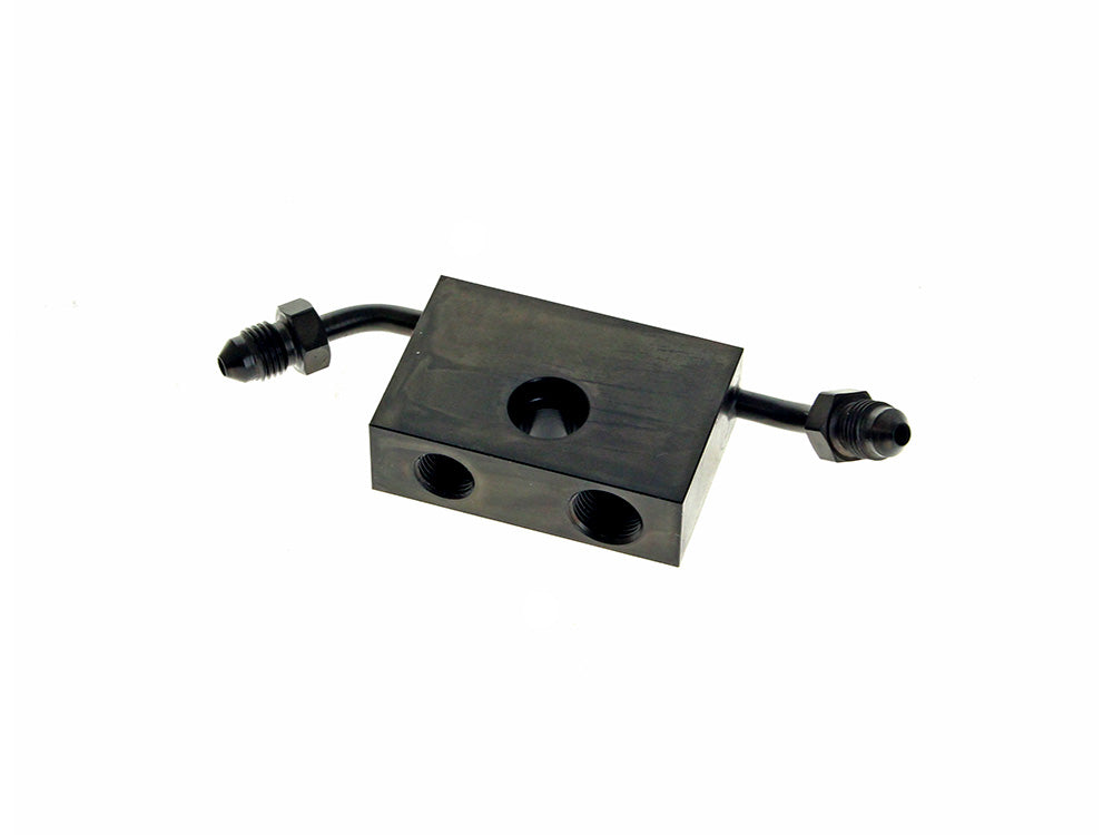 ABS Front Brake Line Adapter - Black. Fits Sportster 2014-2021 with Single Disc - Goodridge