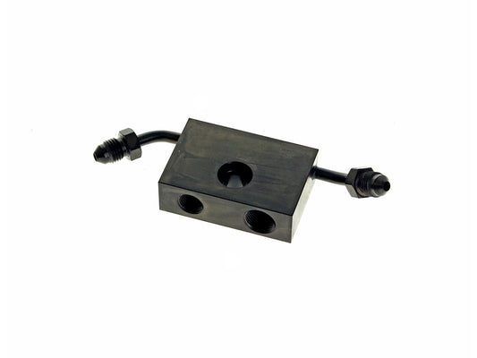 ABS Front Brake Line Adapter - Black. Fits Sportster 2014-2021 with Single Disc - Goodridge