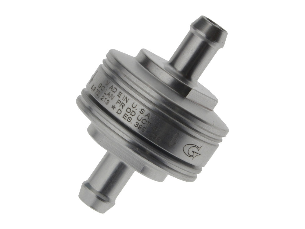 Washable Super Mini Inline Fuel Filter. 5/16in. Hose x 0.675in. long. Billet Aluminium. - Golan Fuel Taps