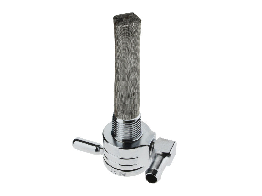 High-Flow Fuel Tap / Petcock with 3/8in. NPT Thread & 5/16in. Backward Facing Fuel Outlet - Chrome - Golan Fuel Taps