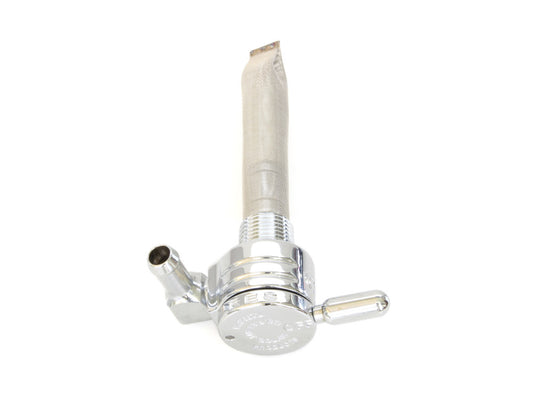 High-Flow Fuel Tap / Petcock with 3/8in. NPT Thread & 5/16in. Forward Facing Fuel Outlet - Chrome - Golan Fuel Taps