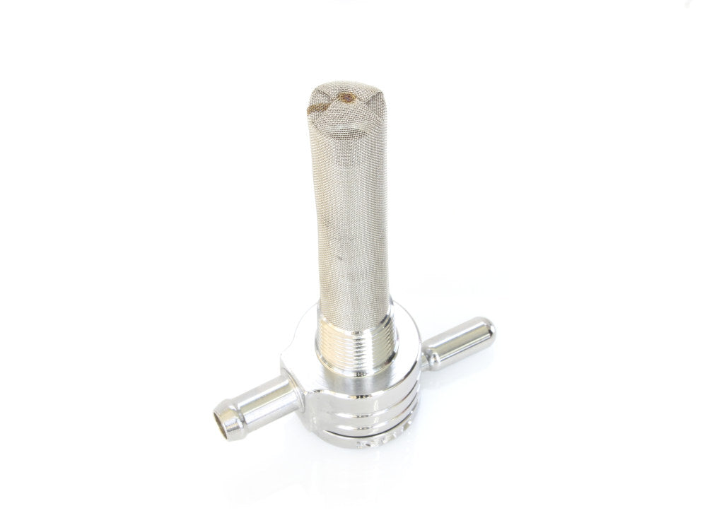 High-Flow Fuel Tap / Petcock with 3/8in. NPT Thread & 5/16in. Inward Facing Fuel Outlet - Chrome - Golan Fuel Taps