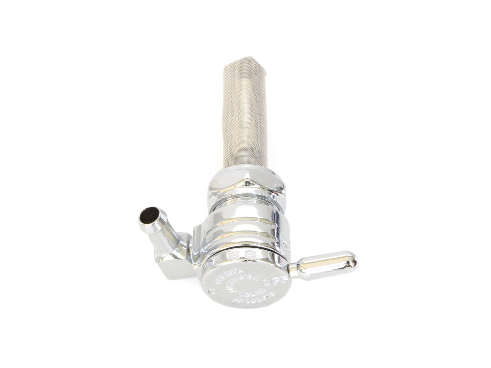 High-Flow Fuel Tap / Petcock with 22mm Thread & 5/16in. Forward Facing Fuel Outlet - Chrome. Fits Softail 1984-2006, Dyna 1991-2006, FXR 1982-1994, Touring 1988-2006, Sportster 1975-2006 & 4Spd Big Twin 1975-1986 - Golan Fuel Taps
