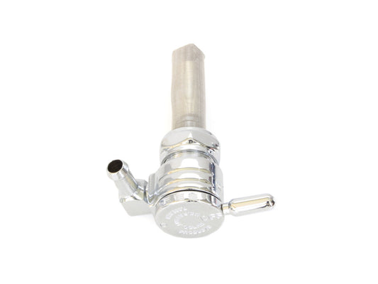 High-Flow Fuel Tap / Petcock with 22mm Thread & 5/16in. Forward Facing Fuel Outlet - Chrome. Fits Softail 1984-2006, Dyna 1991-2006, FXR 1982-1994, Touring 1988-2006, Sportster 1975-2006 & 4Spd Big Twin 1975-1986 - Golan Fuel Taps
