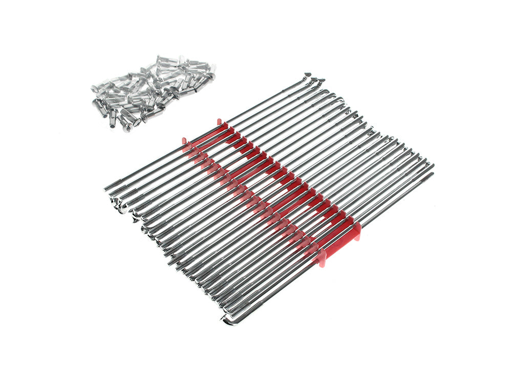 21in. Spokes - Chrome. Fits Original Style H-D Drop Center Rims when used in conjunction with H-D style Wide Glide Front Hub - Rollies Speed Shop