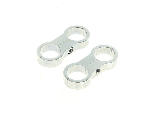 Oil Cooler Standoff Clamps - Chrome. Fits 1-1/8in. Frame - Rollies Speed Shop