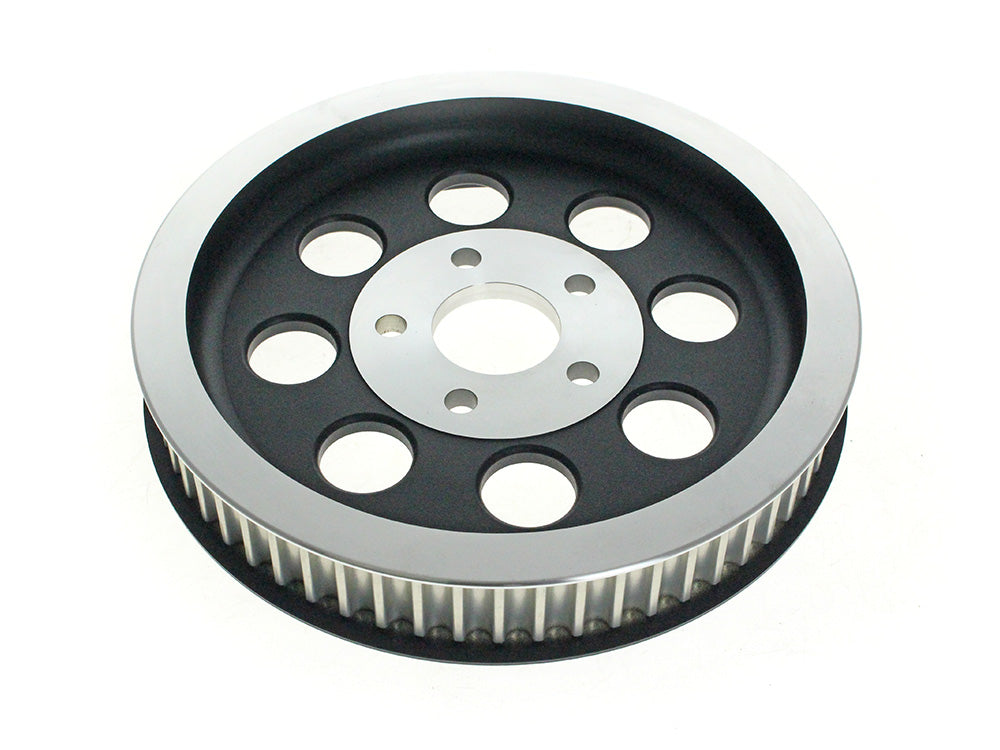 61 Tooth x 1.5in. Rear Pulley - Black. Fits Big Twin 1980-1999 with 1-1/2in. Wide Belt - Rollies Speed Shop