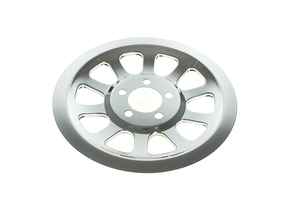 Rear Pulley Cover - Chrome. Fits Dyna 2006-2017 & Softail 2007up with 66 Teeth Rear Pulley - Rollies Speed Shop