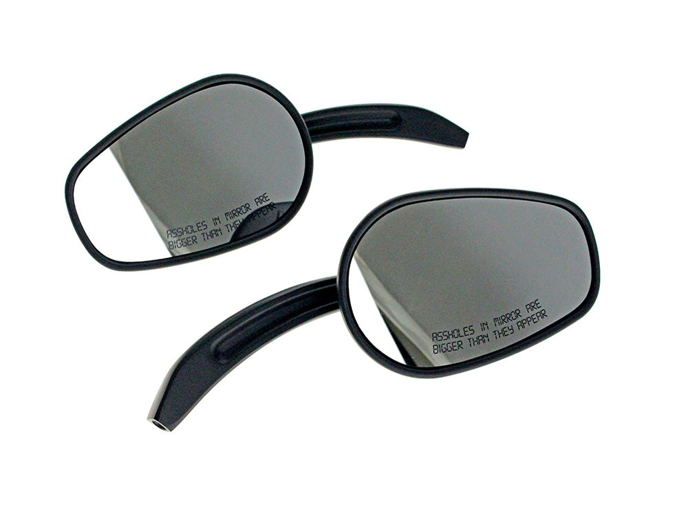 'Asshole' Mirrors with Arrowhead Design - Black - Rollies Speed Shop