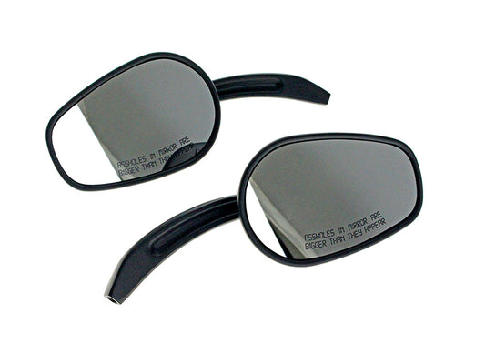 'Asshole' Mirrors with Arrowhead Design - Black - Rollies Speed Shop