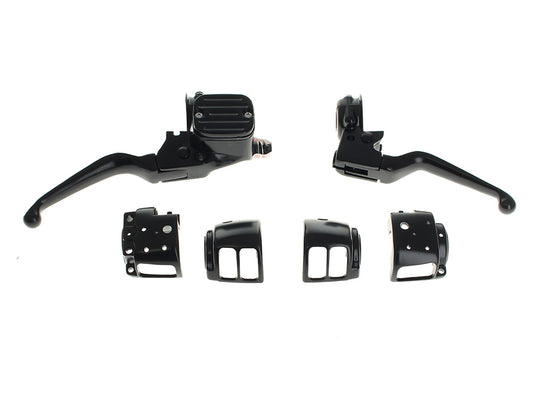 Handlebar Control Kit - Black. Fits Big Twin 1996-2010 & Sportster 1996-2003 with Single Disc Front Brake - Rollies Speed Shop