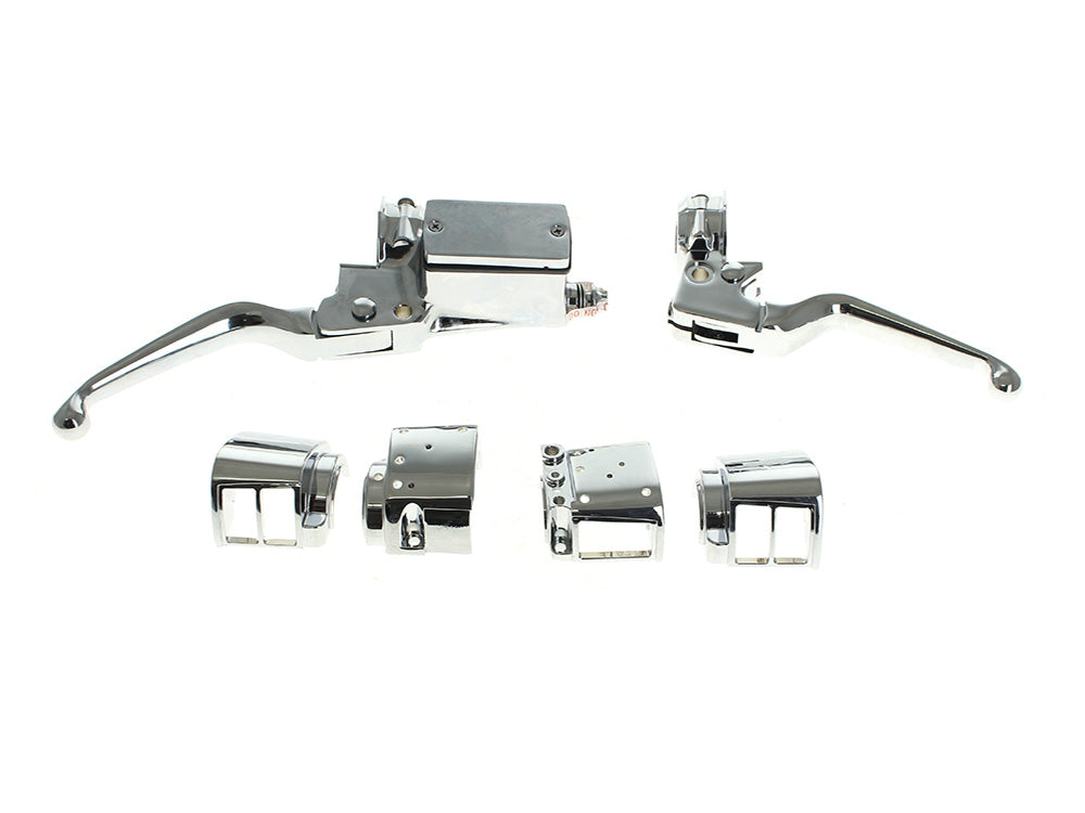 Handlebar Control Kit - Chrome. Fits Big Twin & Sportster 1982-1995 Models with Single Disc Rotors - Rollies Speed Shop