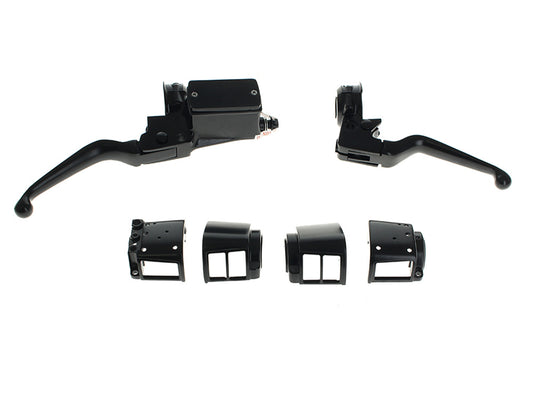 Handlebar Control Kit - Black. Fits Big Twin & Sportster 1982-1995 Models with Single Disc Rotors - Rollies Speed Shop