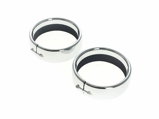 Frenched 4-1/2in. Passing Lamp Trim Ring - Chrome. Fits Big Twin 1969up - Rollies Speed Shop