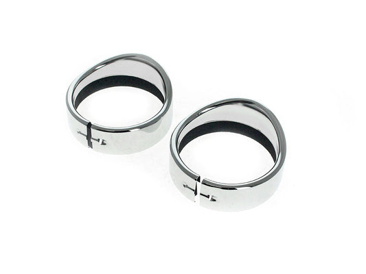 Peaked Visor Style 4-1/2in. Passing Lamp Trim Ring - Chrome. Fits Big Twin 1969up - Rollies Speed Shop